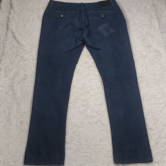 Mondo DiMarco Blue Dark Medium Wash Mid Rise Zip Up Straight Leg Denim Jean - Picture 10 of 15